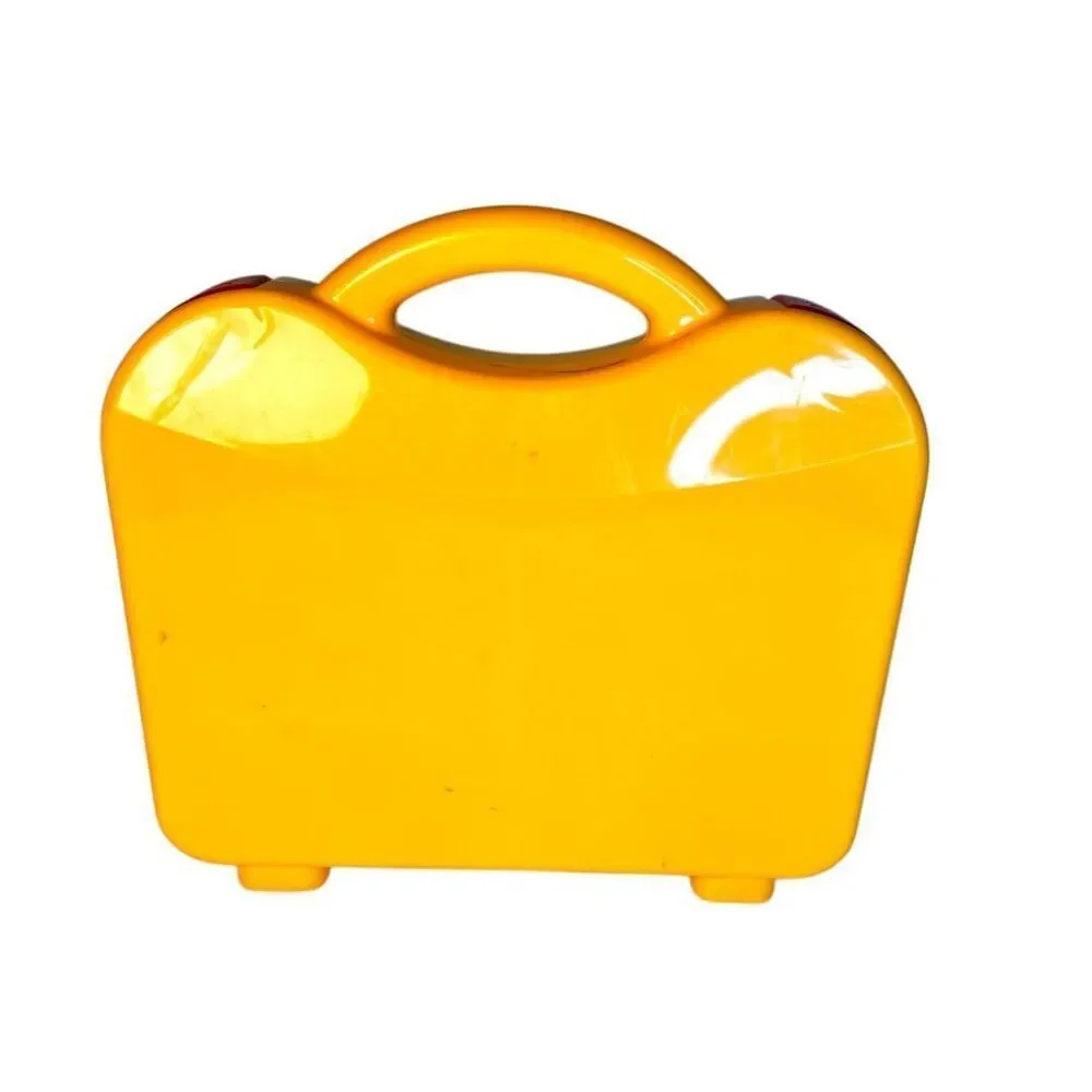Vintage LEGO Yellow Plastic Carrying Carry Case Storage Box with Dividers